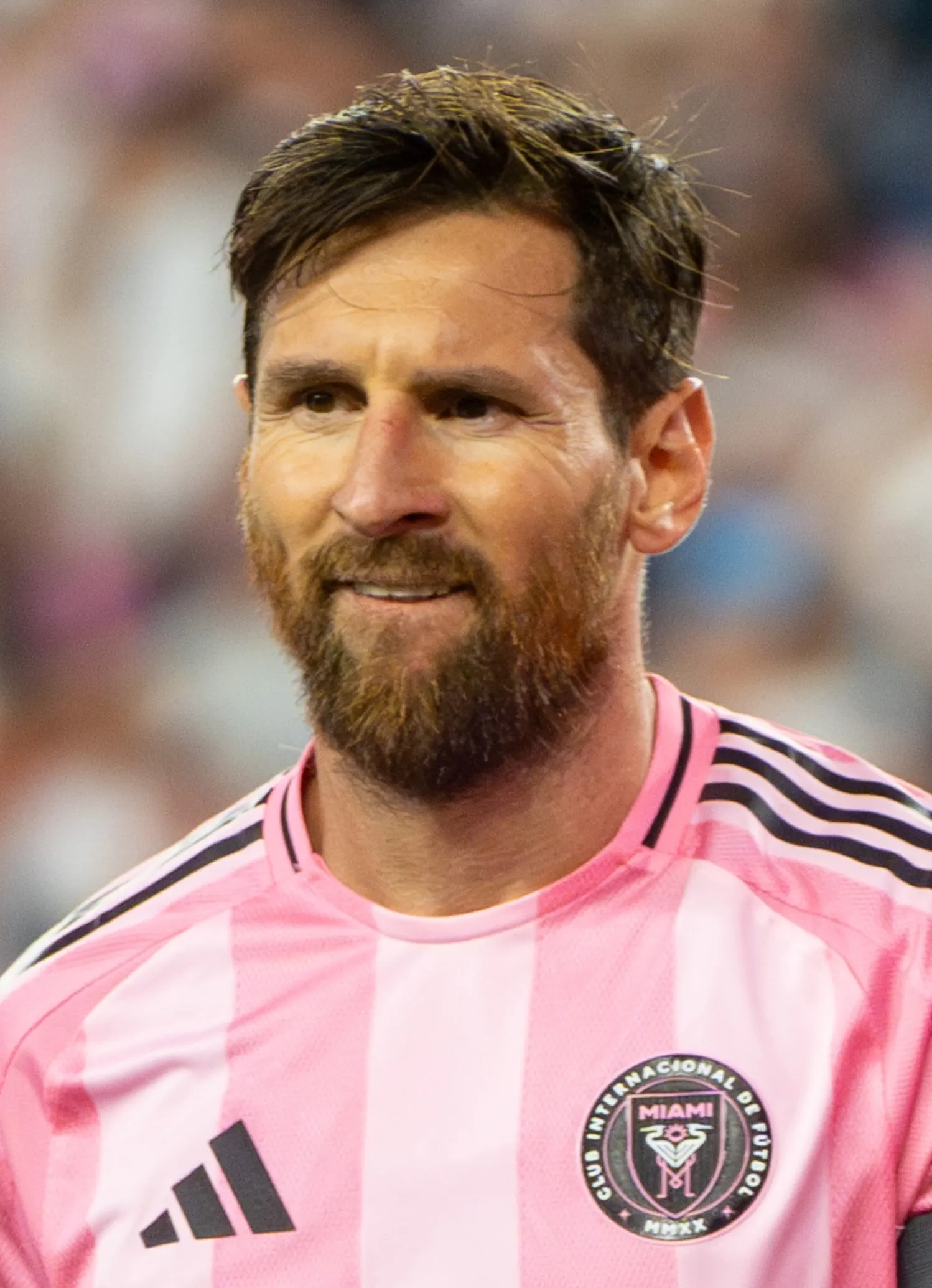 Primer plano de Lionel Messi sonriendo con el Inter Miami, septiembre de 2025